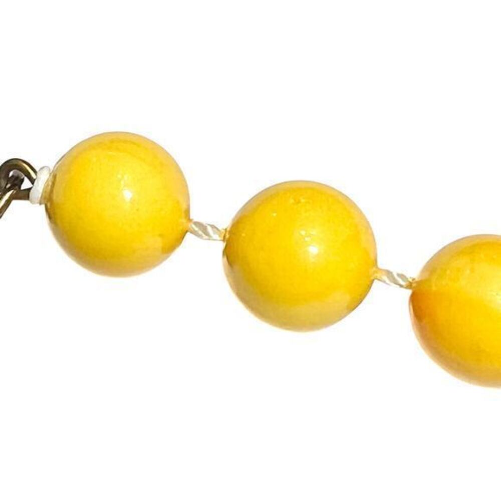 Vintage Yellow‎ Pink Round Beaded Necklace 24" Swirls Boho Spring Easter Summer - Picture 5 of 6